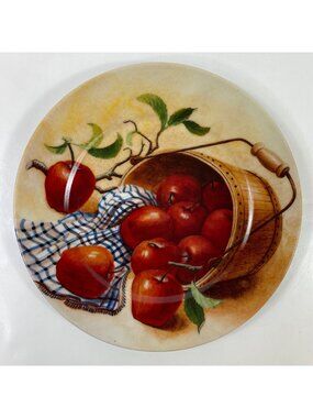Housewares Red Apples Decorative Ceramic Plate Handwashing Recommended Vintage